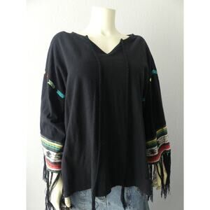NWT Double D Ranch Tunic Oversize Embroidered Long Fringe Western Aztec Bohemian